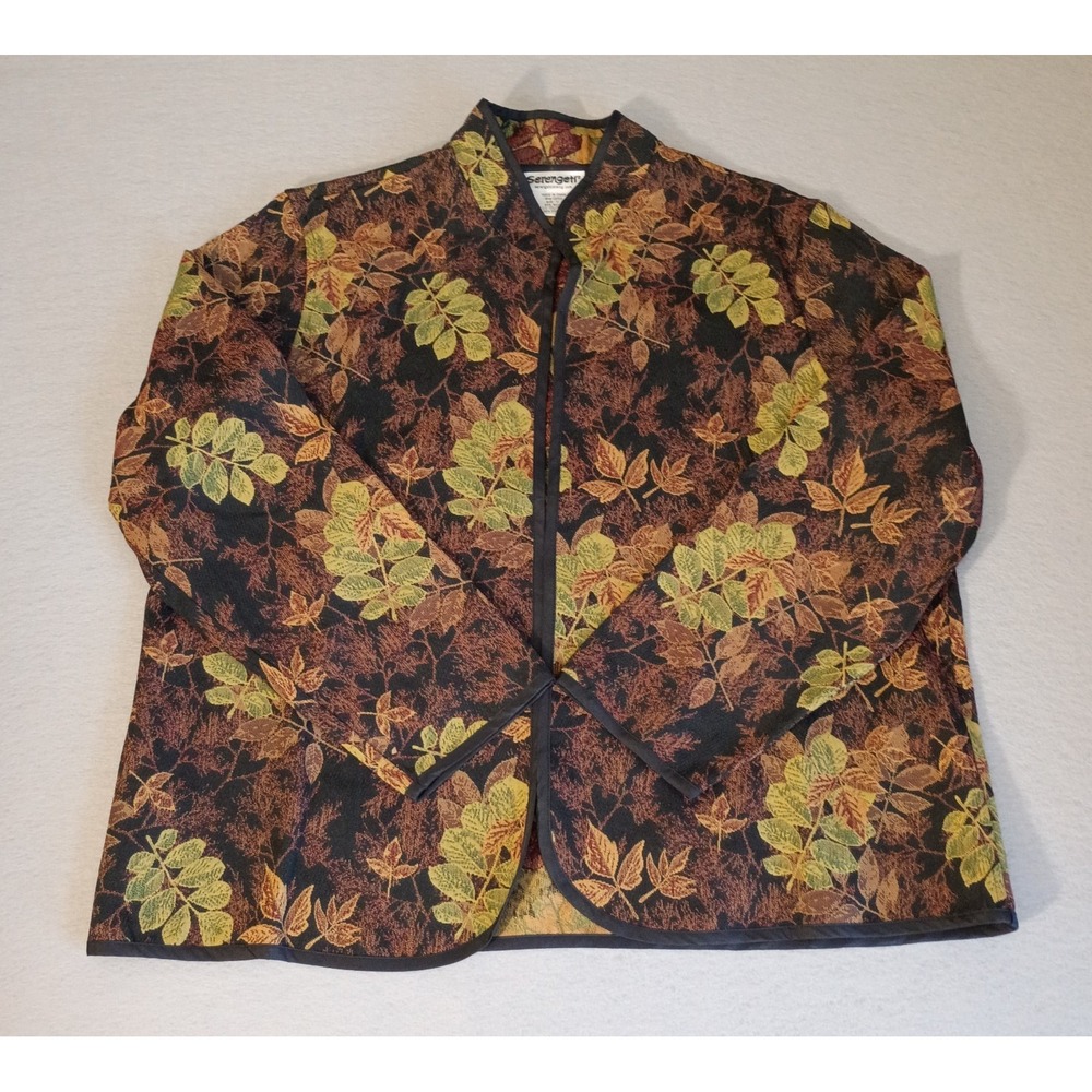 Serengeti Catalog Fall Leaf Tapestry‎ Open Jacket Blazer Topper Womens 1X